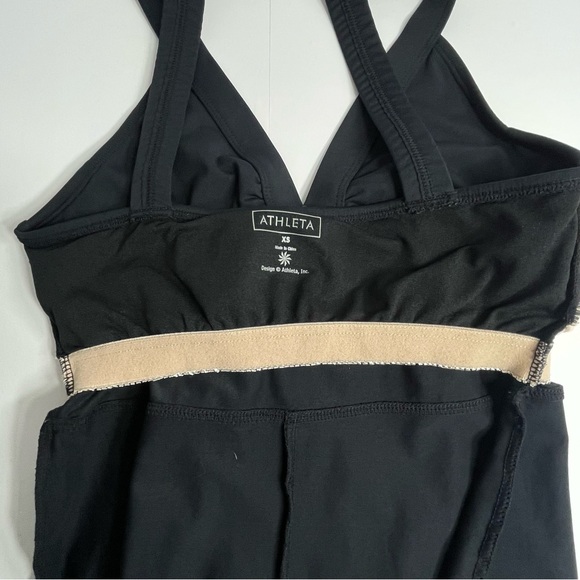 ATHLETA Black Hybrid Tank Athletic Dress Tennis V-Neck Padded Bra Size X-Small - Picture 5 of 10